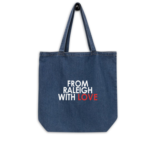 From Raleigh with Love denim tote bag